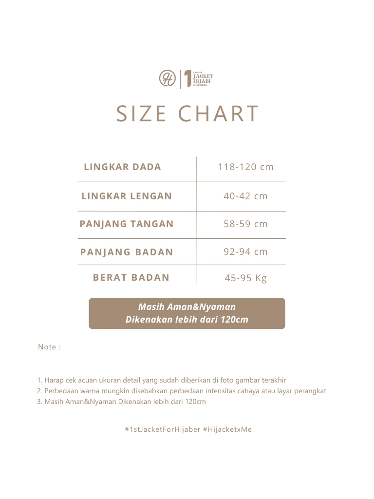 Hijacket Batari_size Tabel ukuran produk pakaian