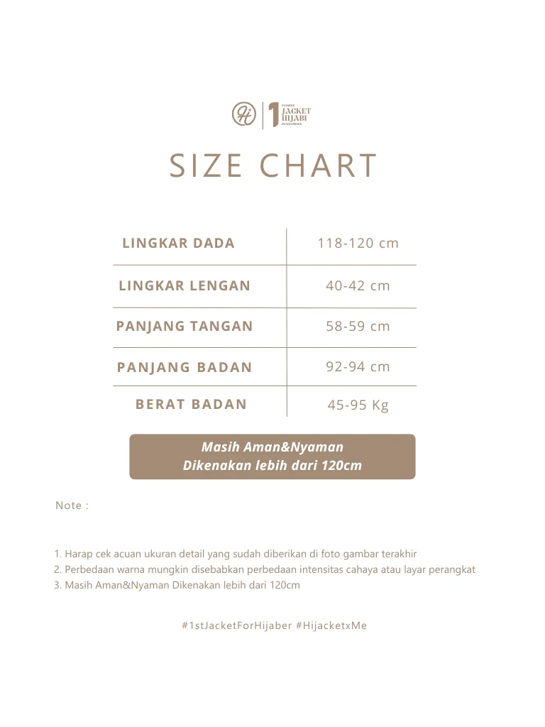 Hijacket Kaula_size Tabel ukuran produk pakaian
