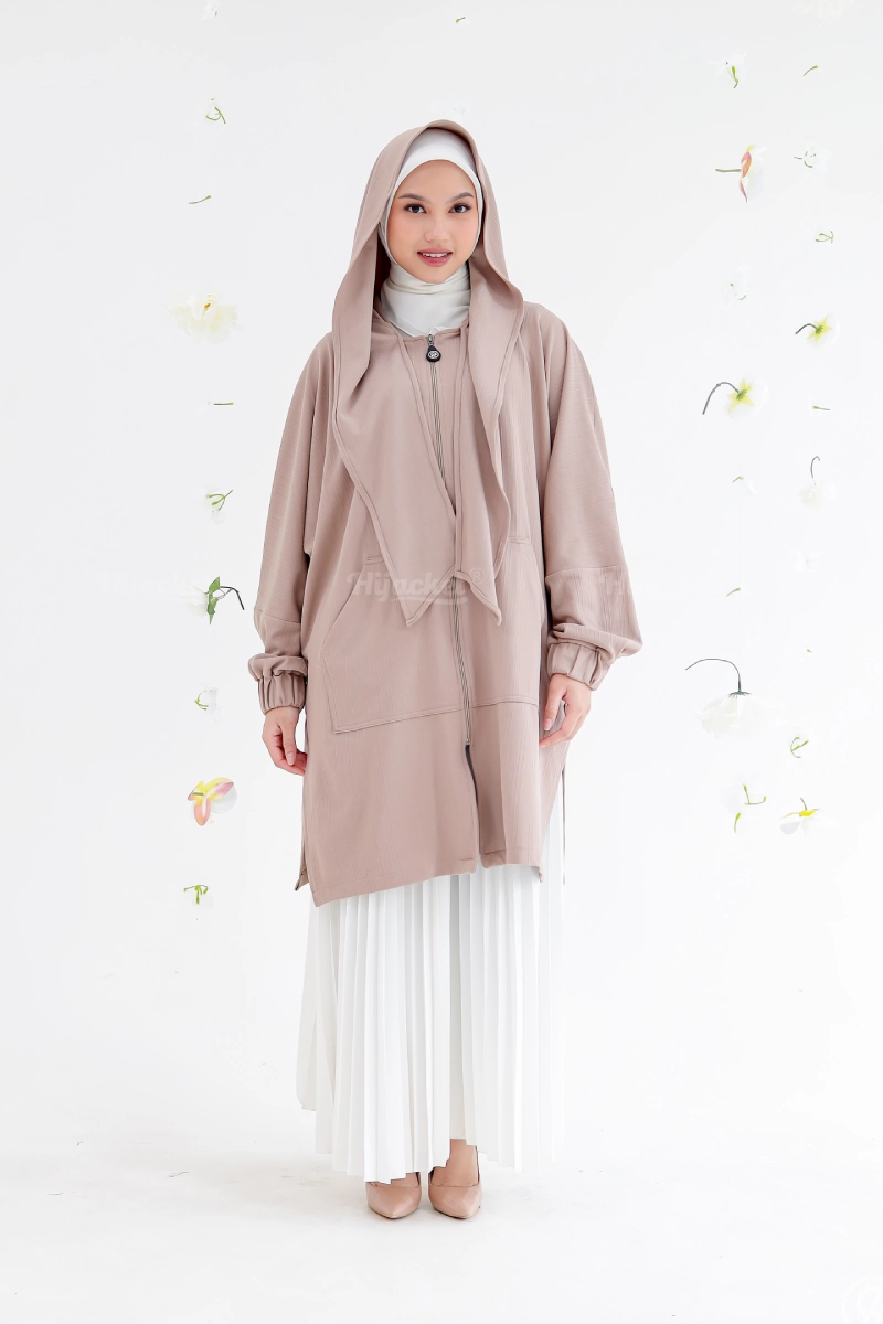 Gamis wanita modern dengan hoodie
