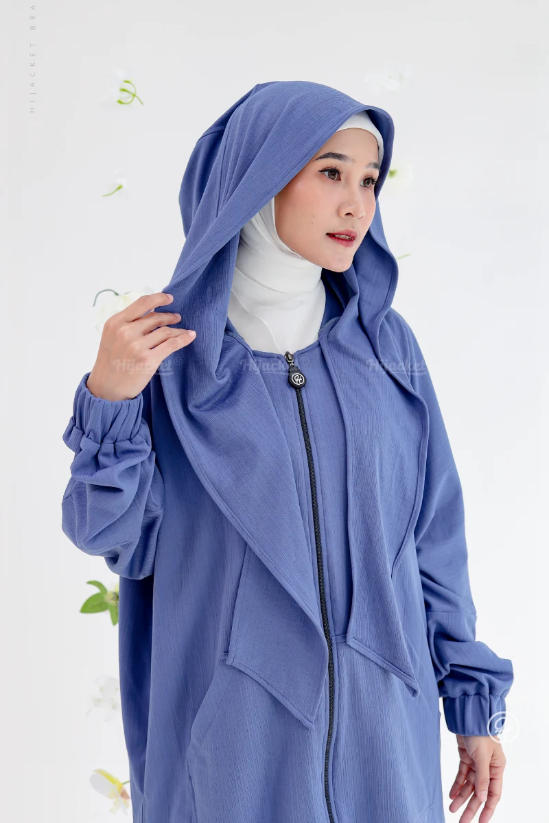 INDOOR Hijacket Maryam Skyblue_1 Gamis biru wanita berkerudung