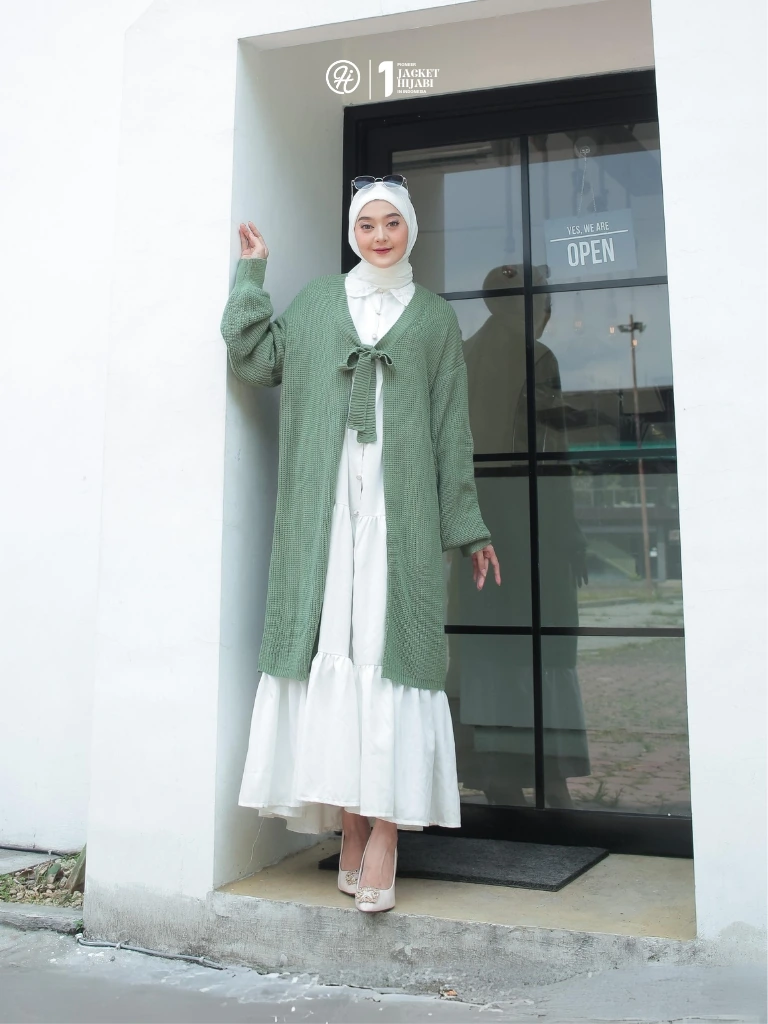 OUTDOOR Hijacket Ara Mint Wanita berhijab cardigan hijau